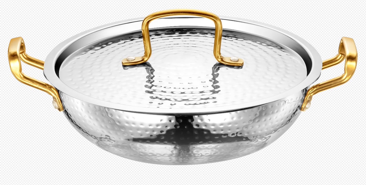 Hammered Honeycomb Triply Kadhai with Lid