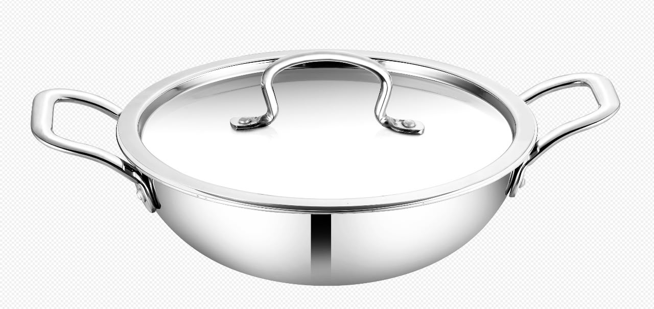 Triply Steel Kadhai with Steel Lid